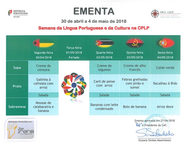 EMENTA DE 30 DE ABRIL A 4 DE MAIO